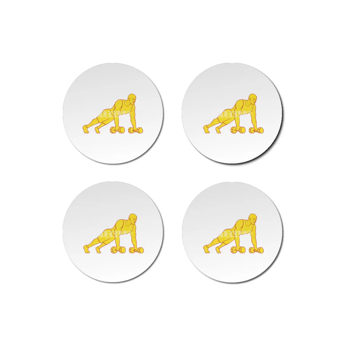 Fitness Athlete Push Up Dumbbell Drawing Bardak Altlığı