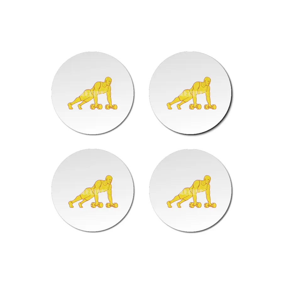 Fitness Athlete Push Up Dumbbell Drawing Bardak Altlığı