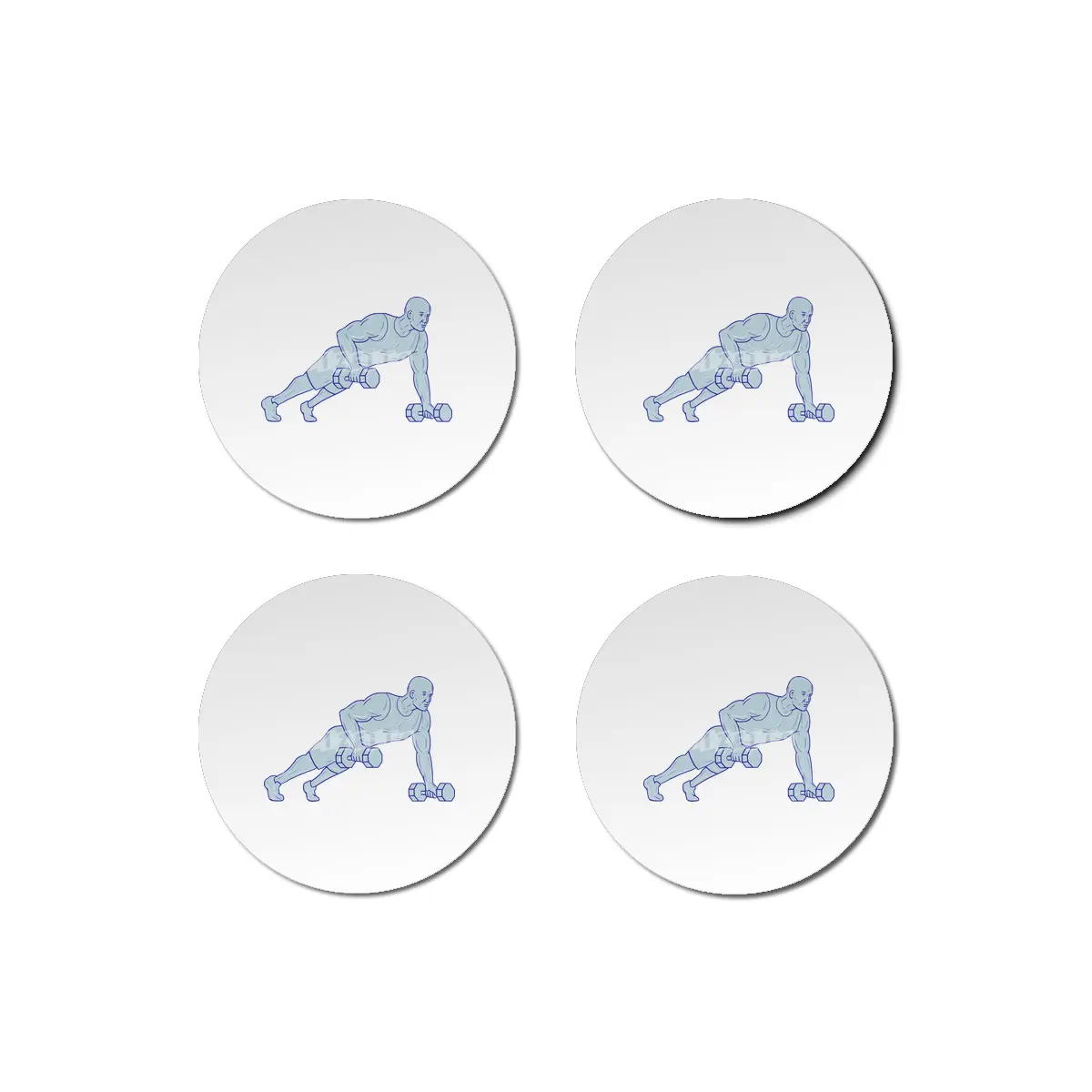 Fitness Athlete Push Up One Hand Dumbbell Drawing Bardak Altlığı