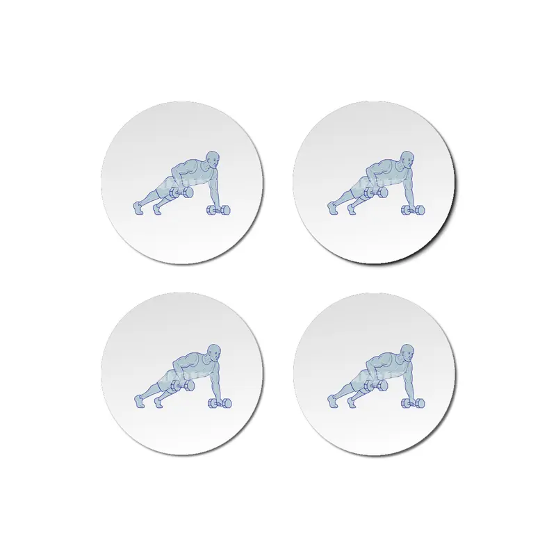 Fitness Athlete Push Up One Hand Dumbbell Drawing Bardak Altlığı