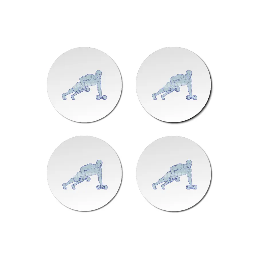 Fitness Athlete Push Up One Hand Dumbbell Drawing Bardak Altlığı