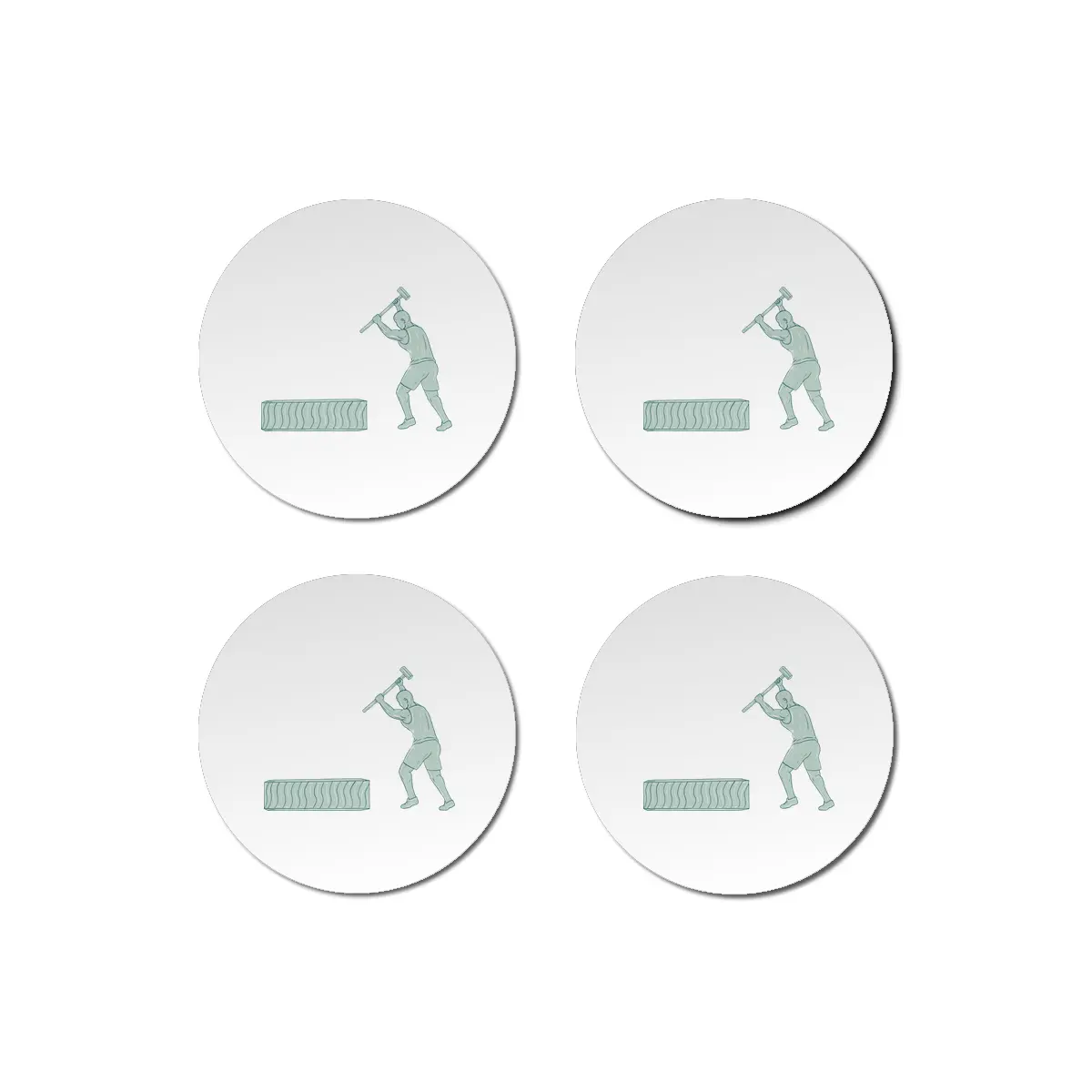 Fitness Athlete Sledge Hammer Striking Tire Drawing Bardak Altlığı