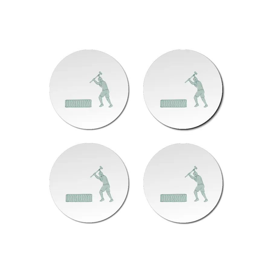 Fitness Athlete Sledge Hammer Striking Tire Drawing Bardak Altlığı