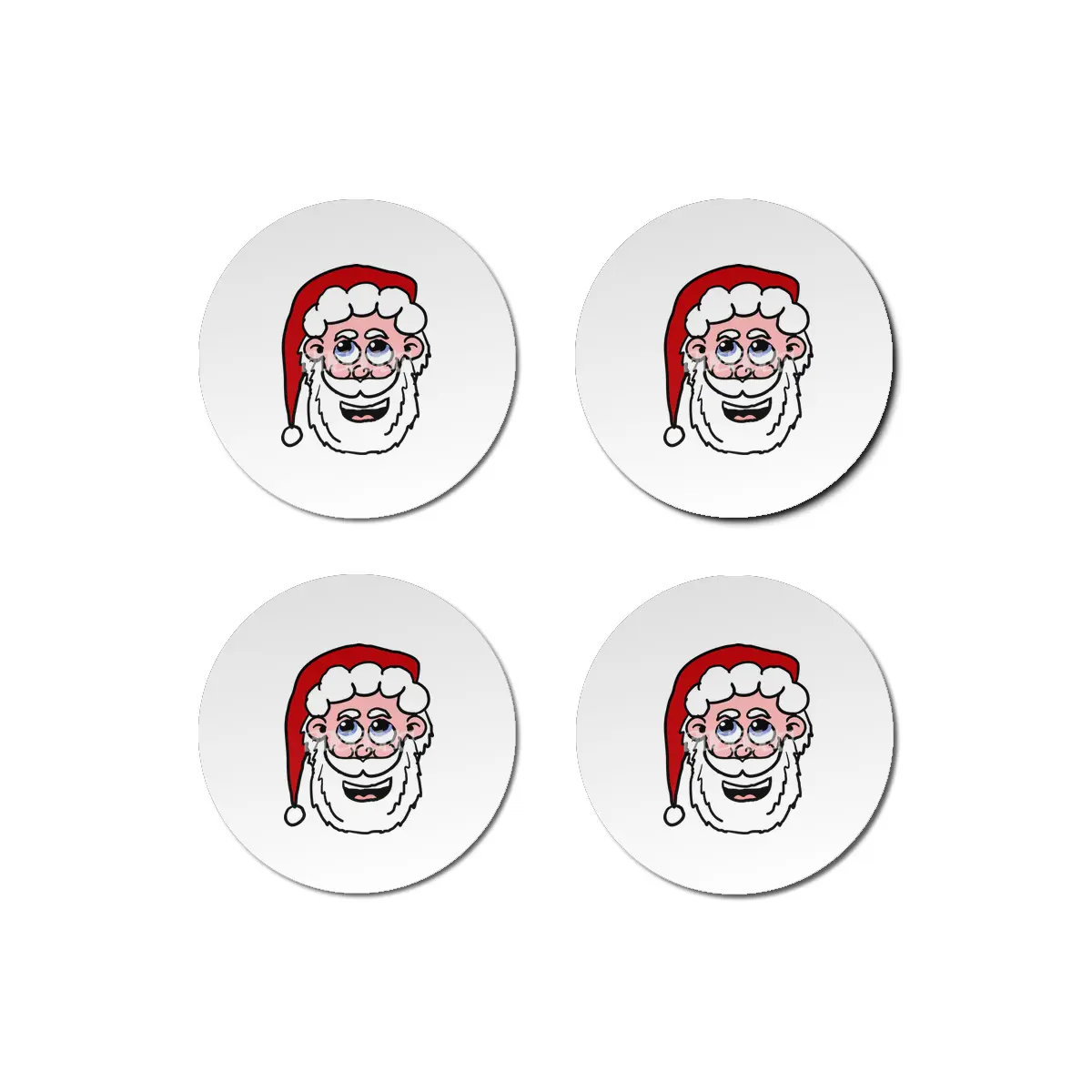 Cartoon Santa Head Bardak Altlığı