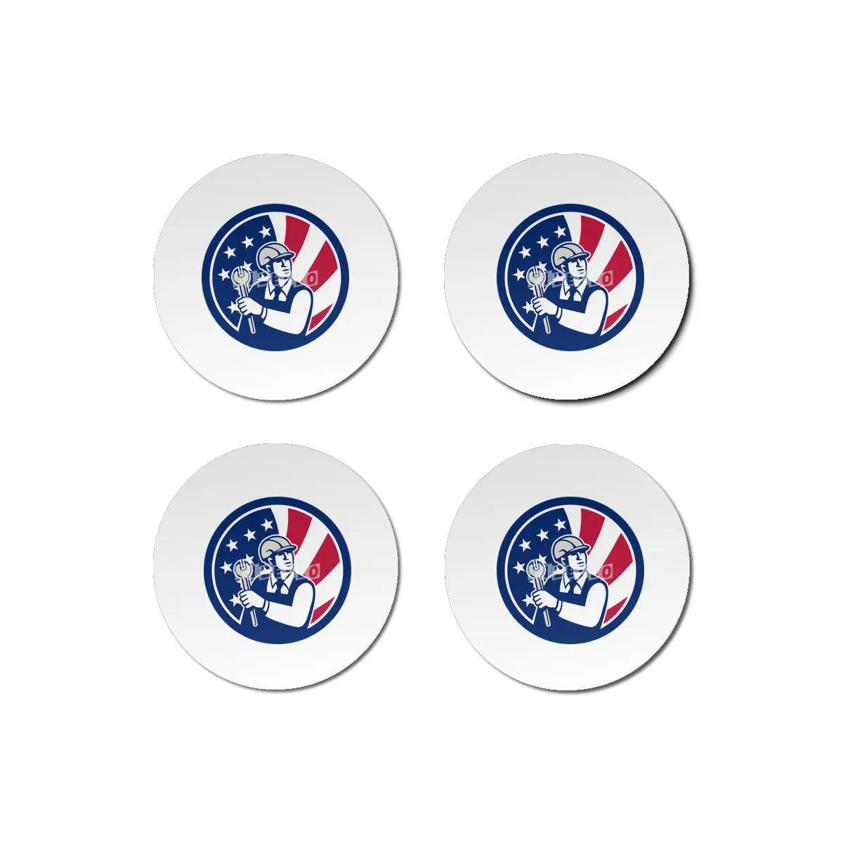 American Engineer USA Flag Icon Bardak Altlığı