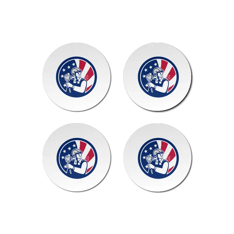 American Engineer USA Flag Icon Bardak Altlığı
