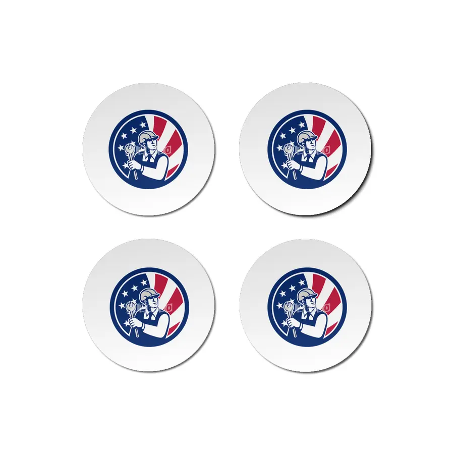 American Engineer USA Flag Icon Bardak Altlığı