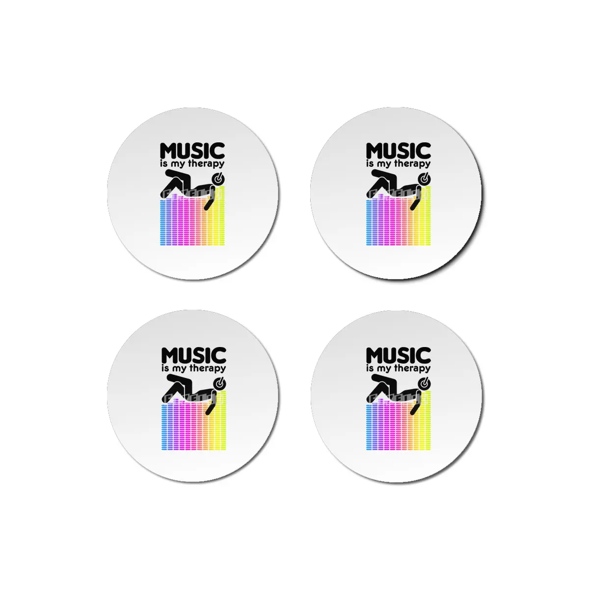 Music Is My Therapy Equalizer DJ Rainbow Sound Engineer Bardak Altlığı