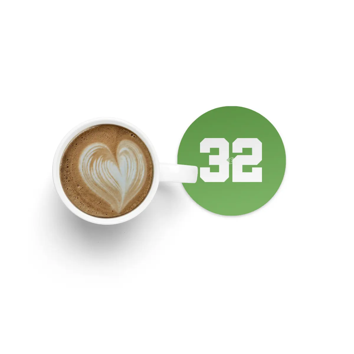 White Number 32 Bardak Altlığı