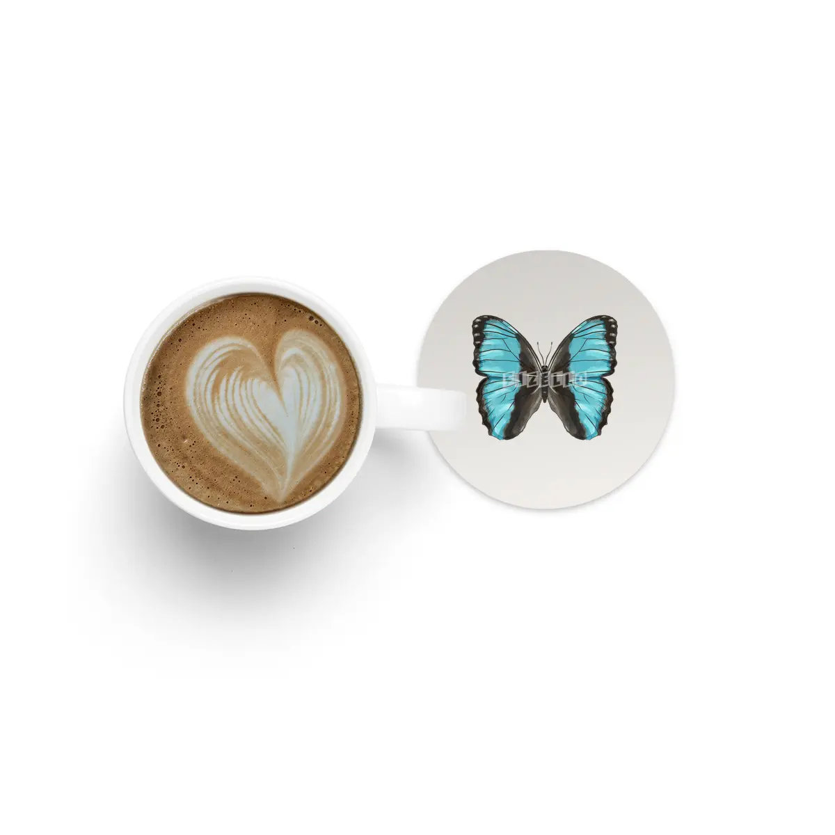 Blue Butterfly Insect Art Bardak Altlığı