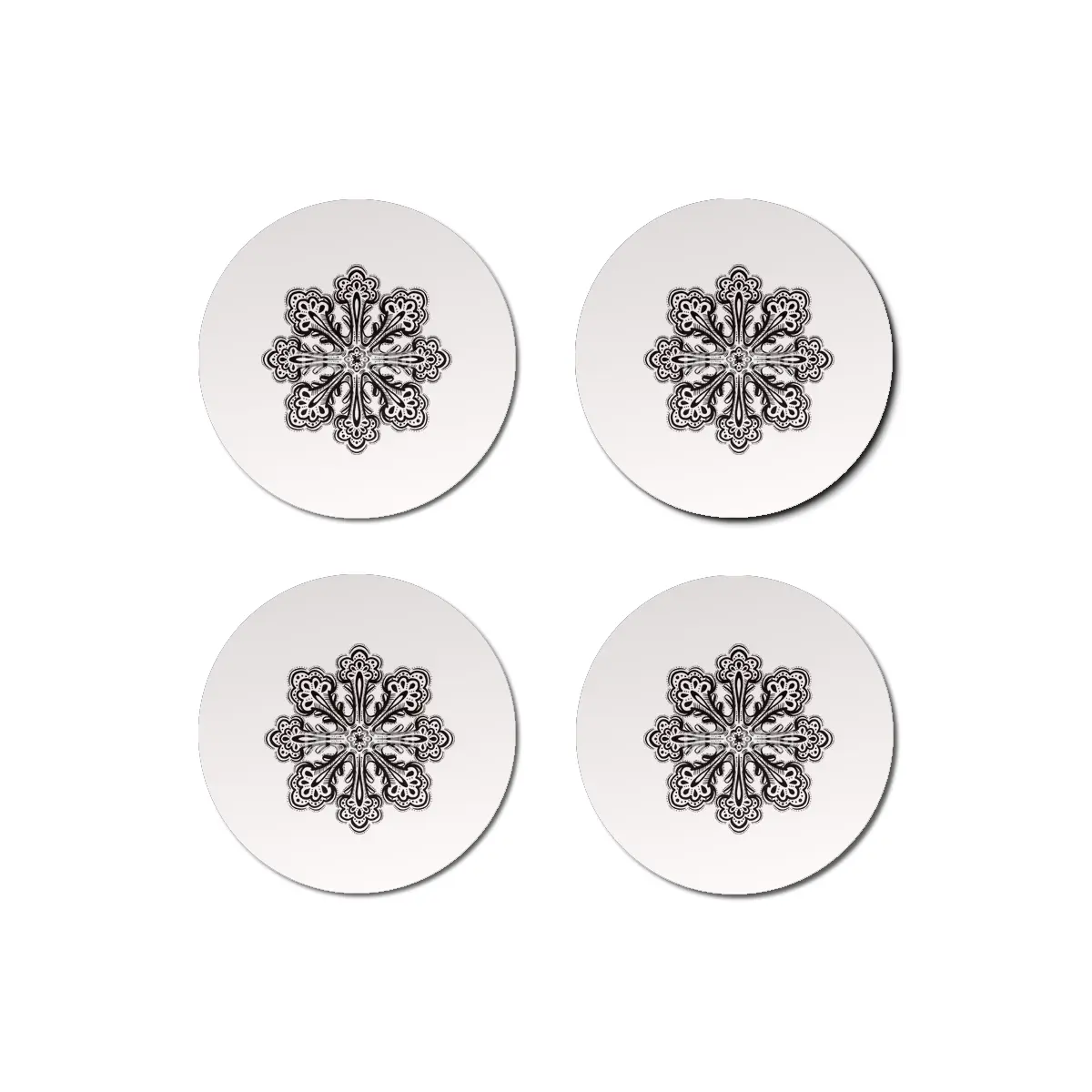 Decorative Snowflake Abstract Winter Ink Art Bardak Altlığı