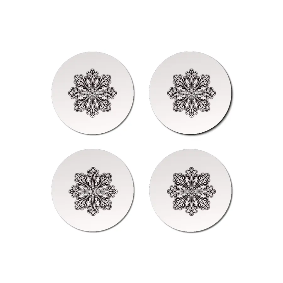 Decorative Snowflake Abstract Winter Ink Art Bardak Altlığı