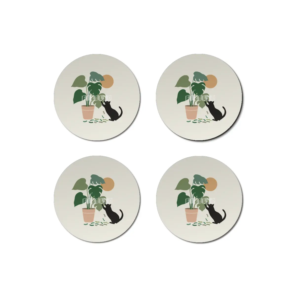 Cat and Plant 13: The Making of Monstera Bardak Altlığı