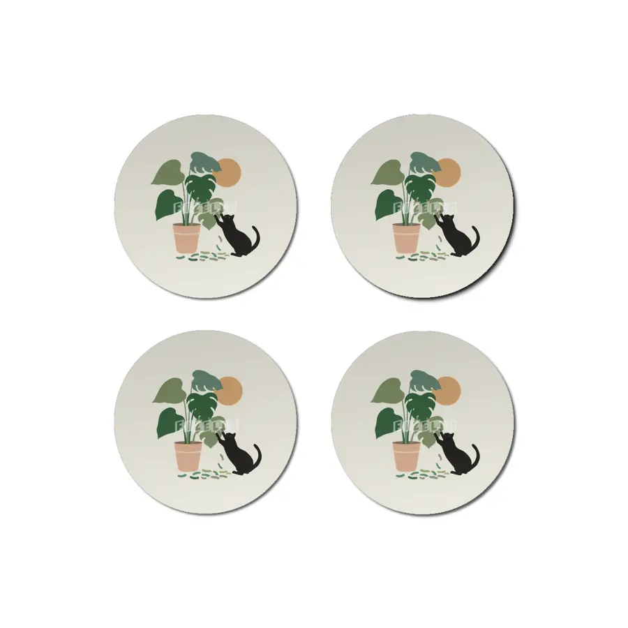 Cat and Plant 13: The Making of Monstera Bardak Altlığı