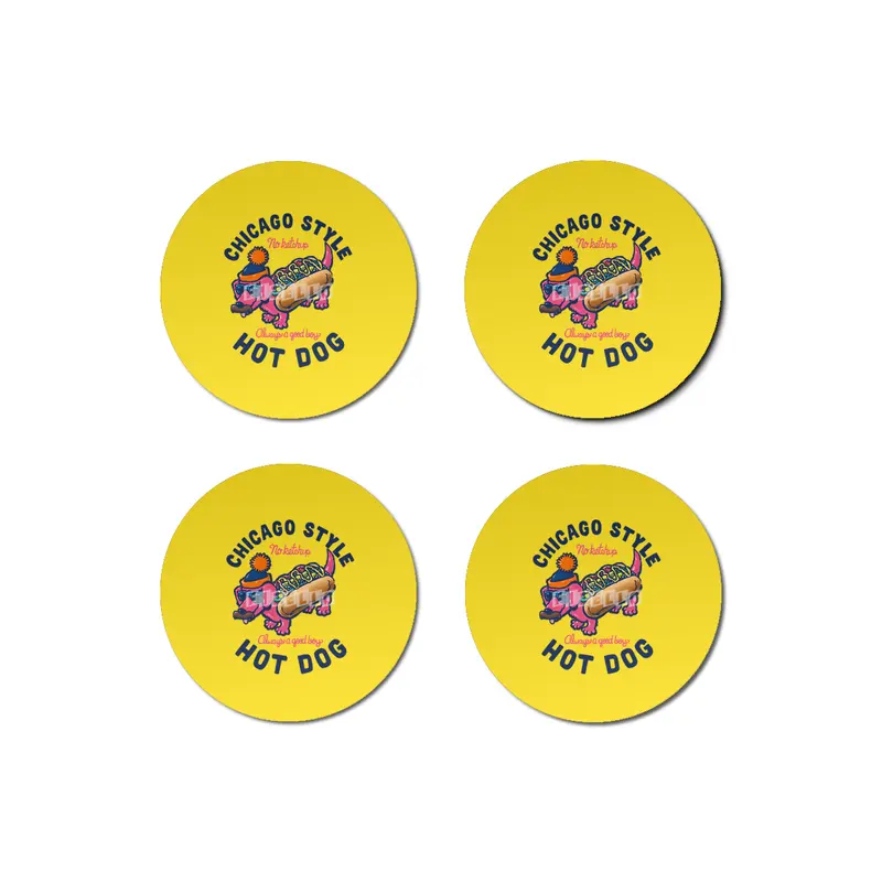 Da Chicago Dog With Text Bardak Altlığı