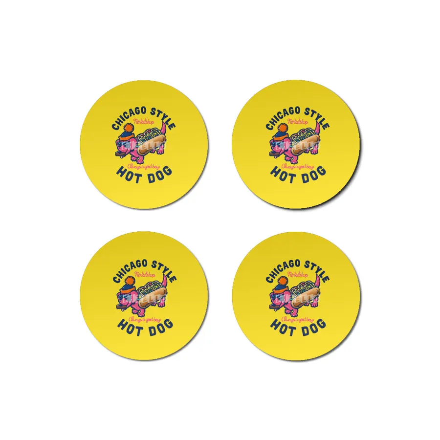 Da Chicago Dog With Text Bardak Altlığı