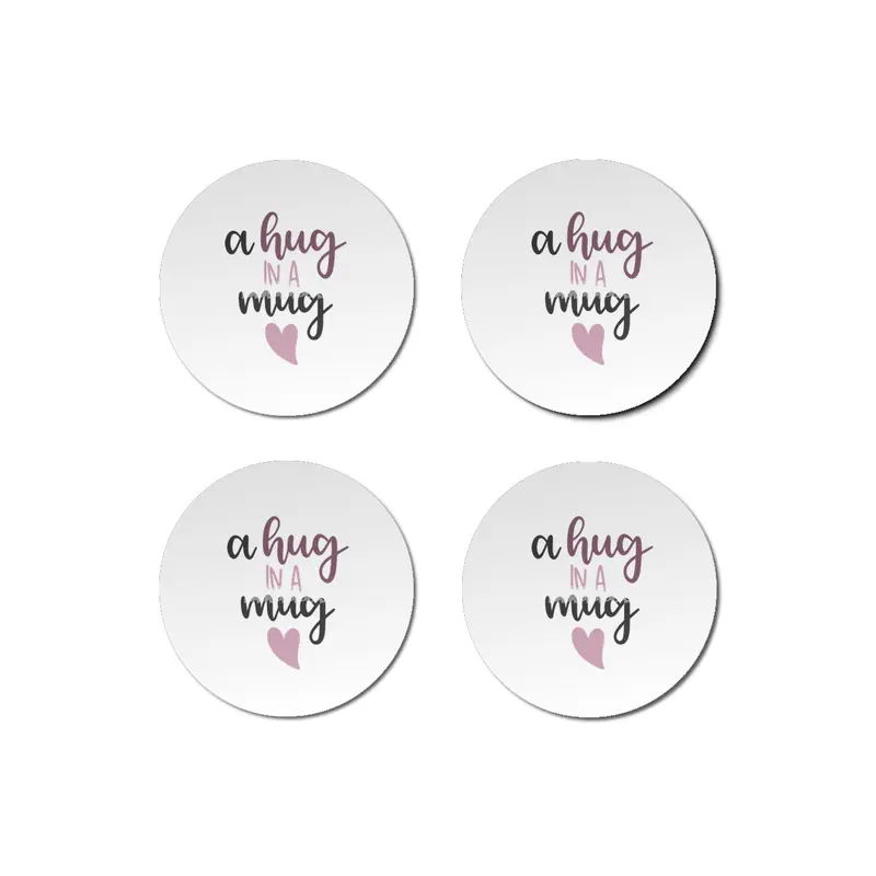 A Hug In A Mug - Cute Saying With A Heart Bardak Altlığı