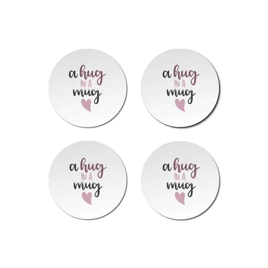 A Hug In A Mug - Cute Saying With A Heart Bardak Altlığı