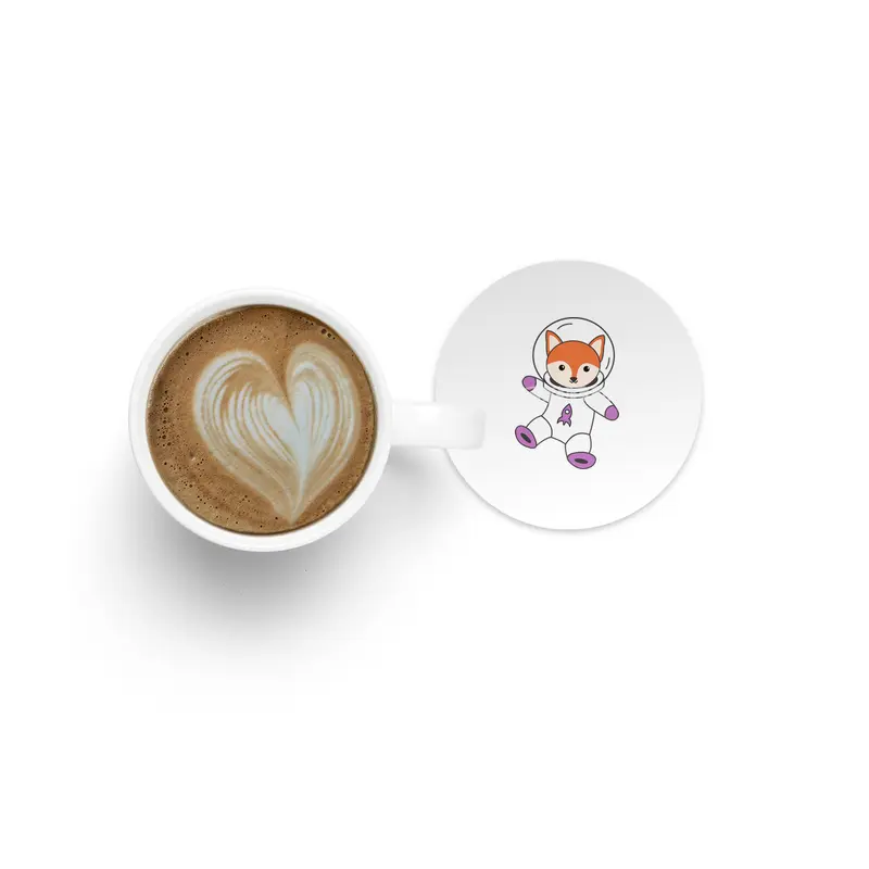 Astronaut Fox Orange Cute Animals Earth Mars Bardak Altlığı