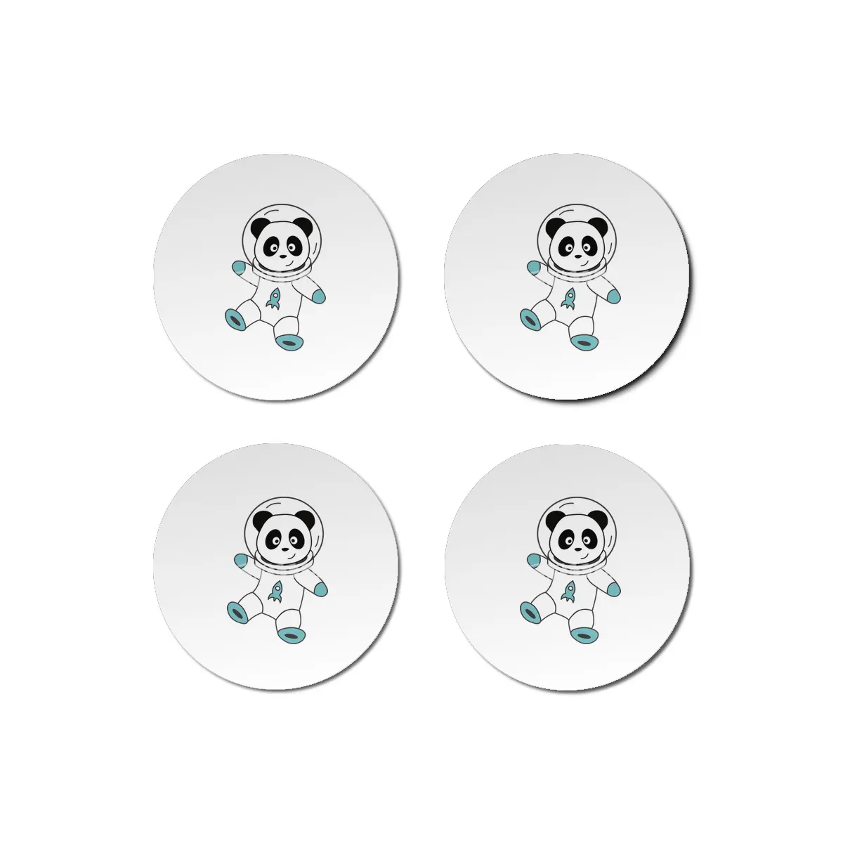 Astronauts Pandas Planet Earth Space Bardak Altlığı