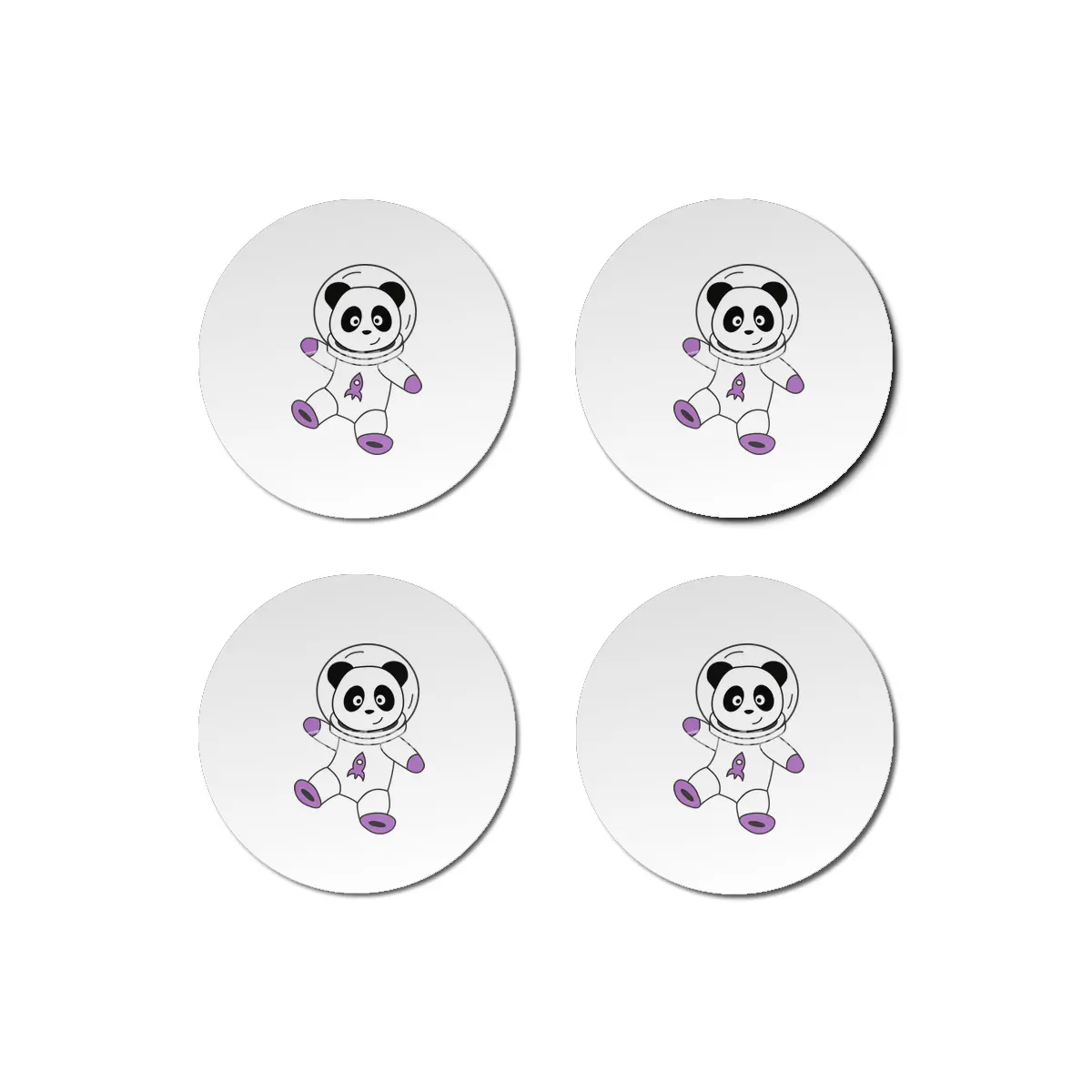 Astronauts Pandas Planet Earth Space Bardak Altlığı