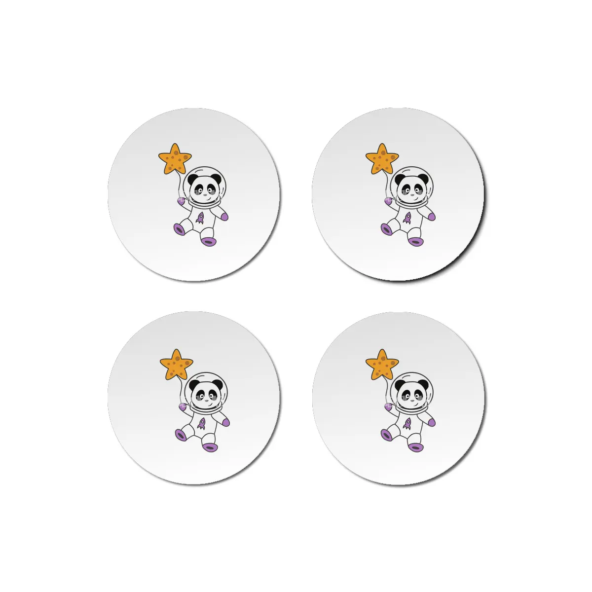 Astronauts Pandas Planet Earth Space Star Bardak Altlığı