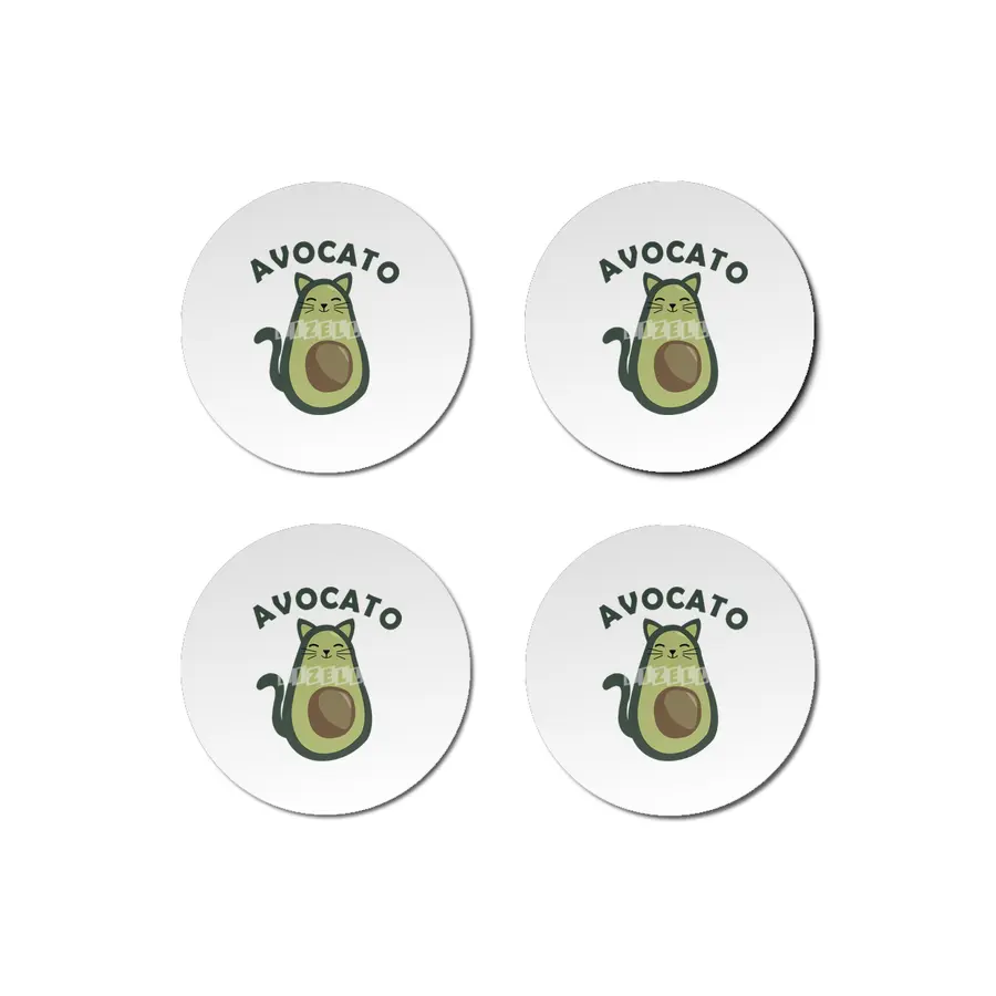 Avocado Cat Funny Food Kitten Avocato Bardak Altlığı