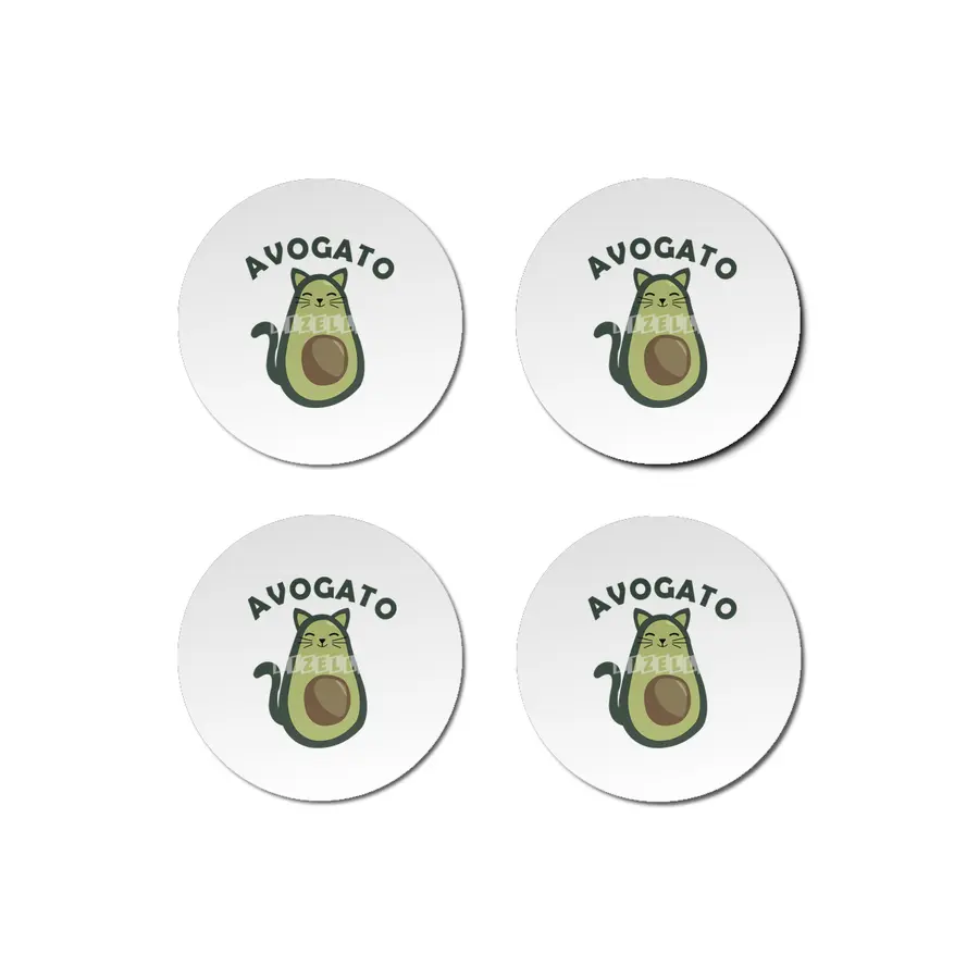 Avogato Avocado Cat Funny Food Green Bardak Altlığı