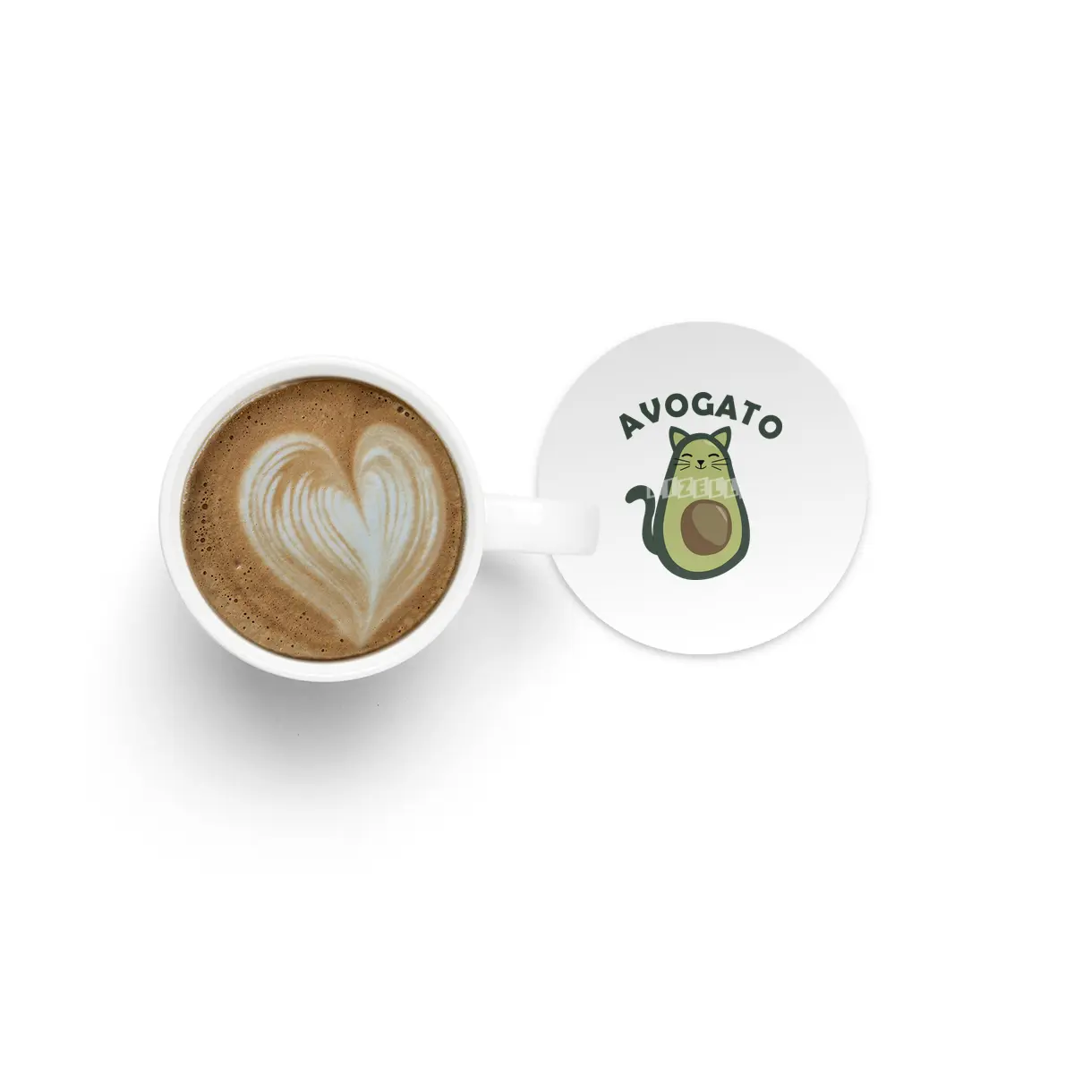 Avogato Avocado Cat Funny Food Green Bardak Altlığı