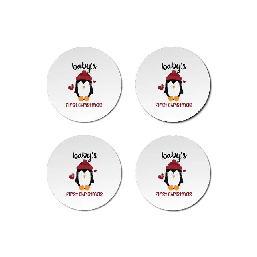 Babies First Christmas Merry Christmas Penguin Bardak Altlığı