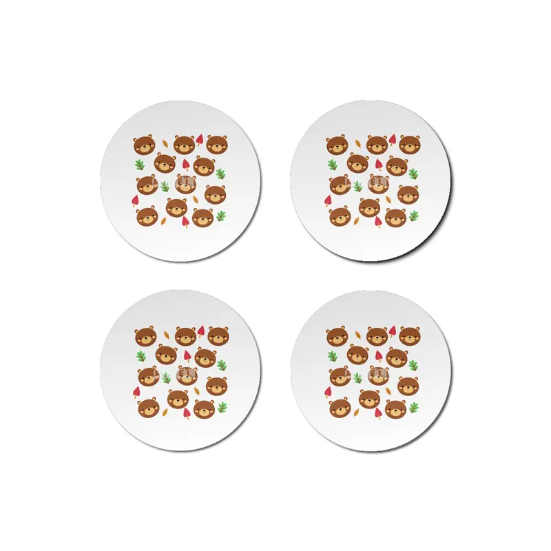 Bear Bears Pattern Leaves Cute Animals Forest Bardak Altlığı