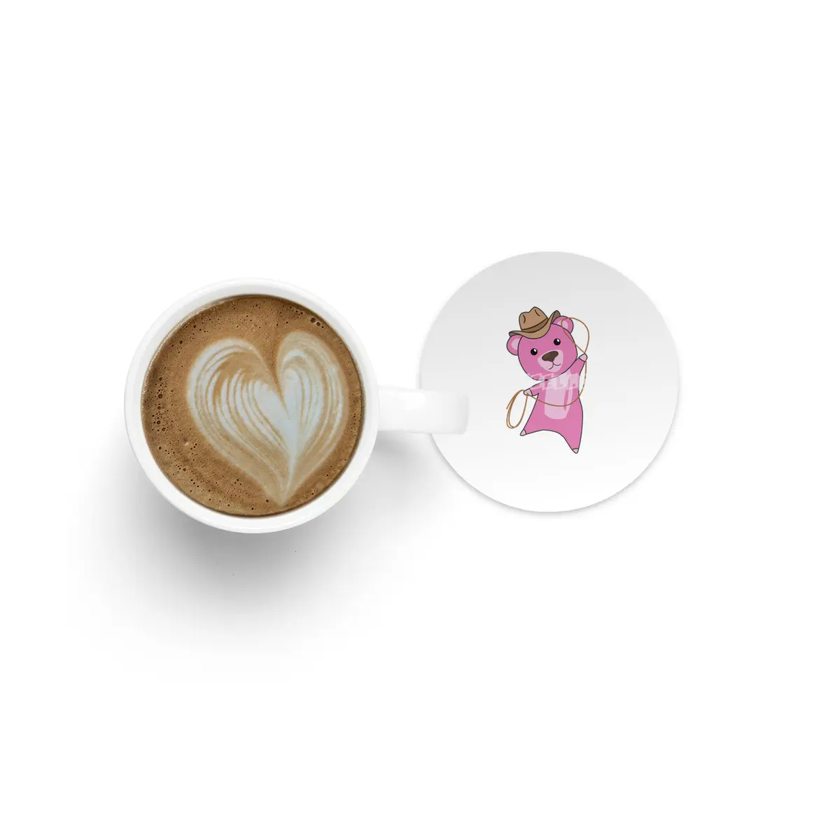 Bear Pink Cowboy Lasso Cute Animals For Kids Bardak Altlığı