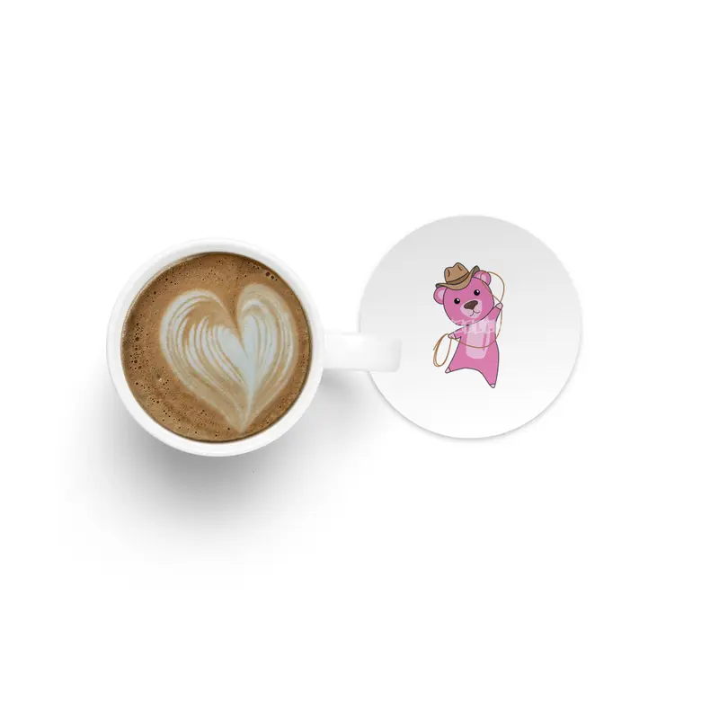 Bear Pink Cowboy Lasso Cute Animals For Kids Bardak Altlığı
