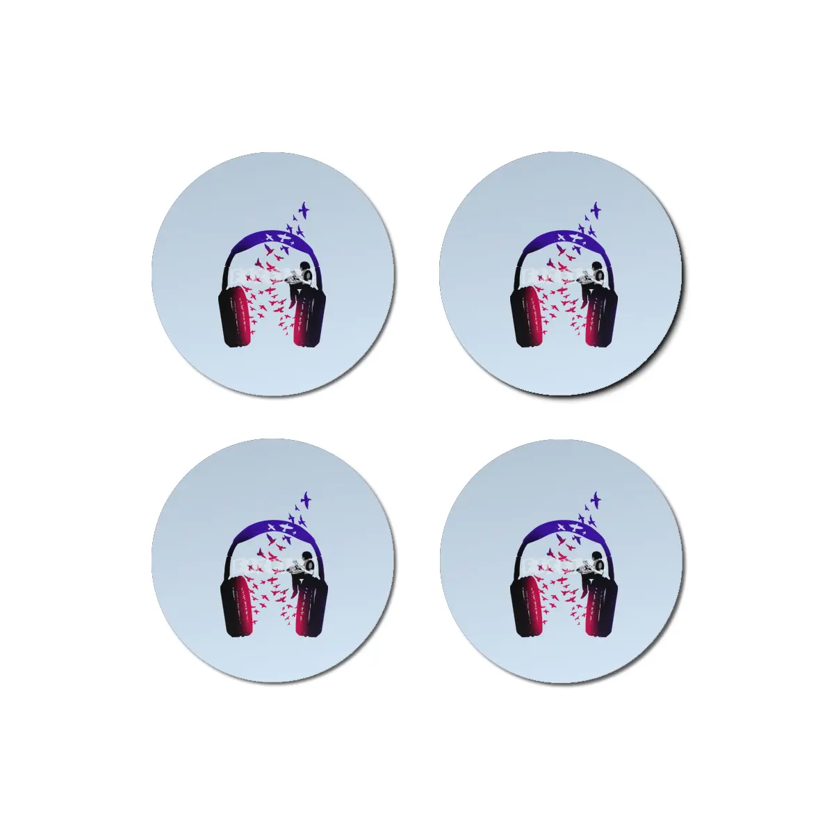Headphone Music Hang Drum Bardak Altlığı