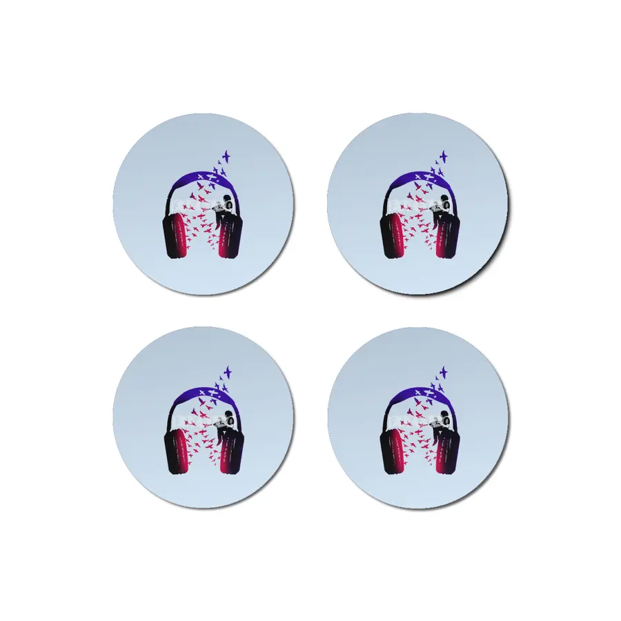 Headphone Music Hang Drum Bardak Altlığı