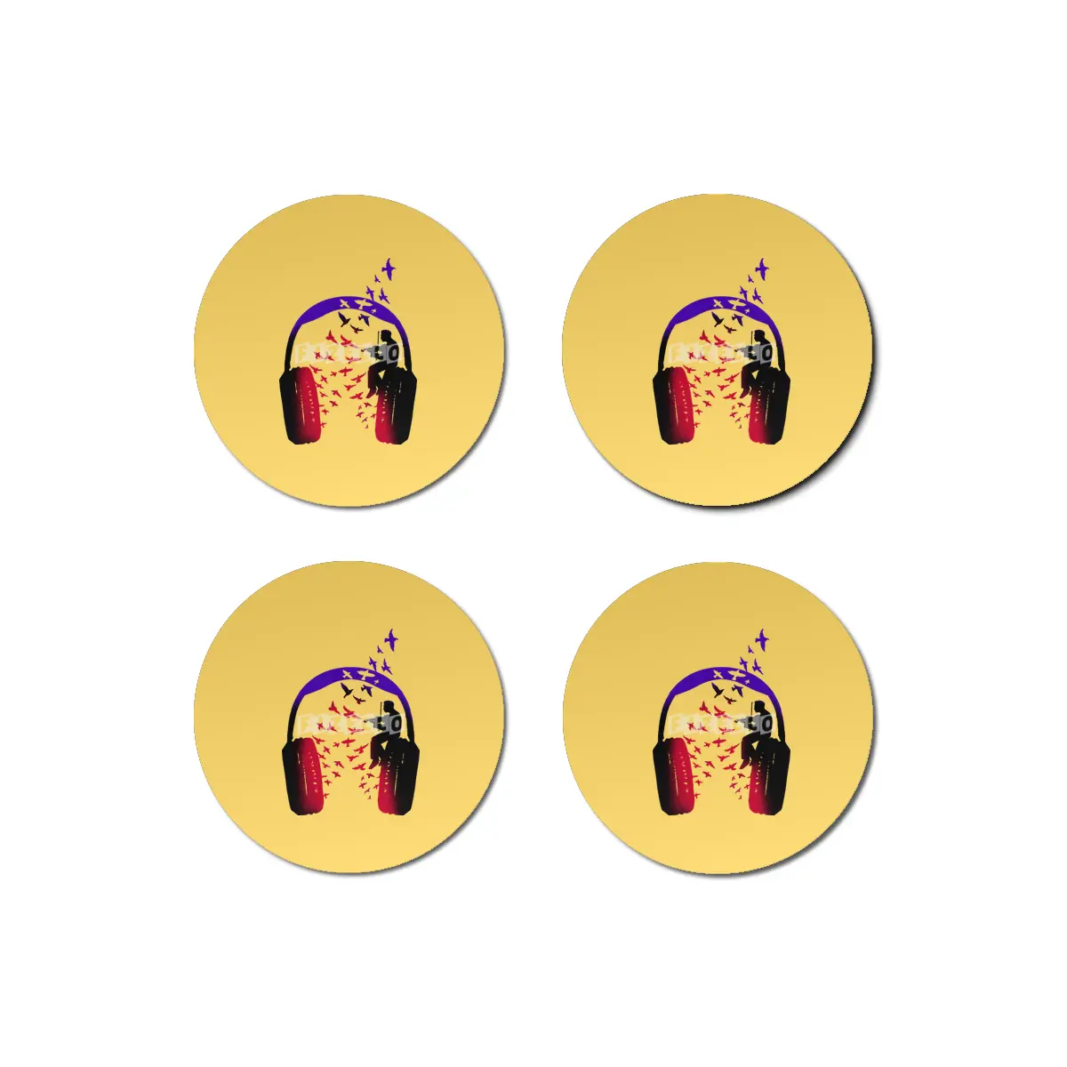 Headphone Music Violin Bardak Altlığı
