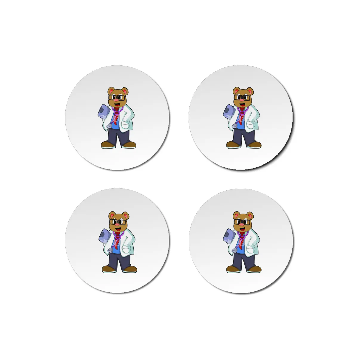 Bear as Doctor with Stethoscope Bardak Altlığı