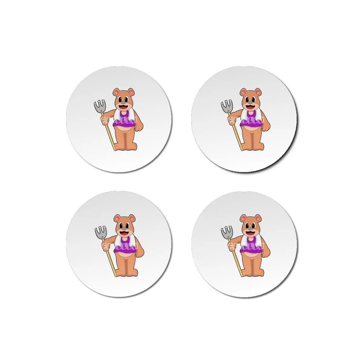 Bear as Farmer with Rake Bardak Altlığı