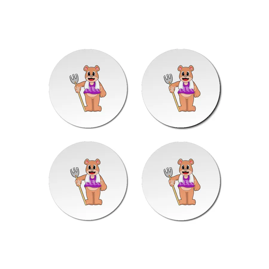 Bear as Farmer with Rake Bardak Altlığı