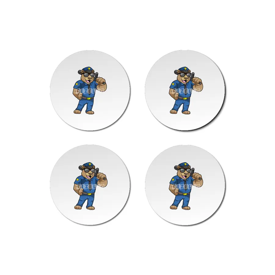 Bear as Police officer with Police uniform & Baton Bardak Altlığı