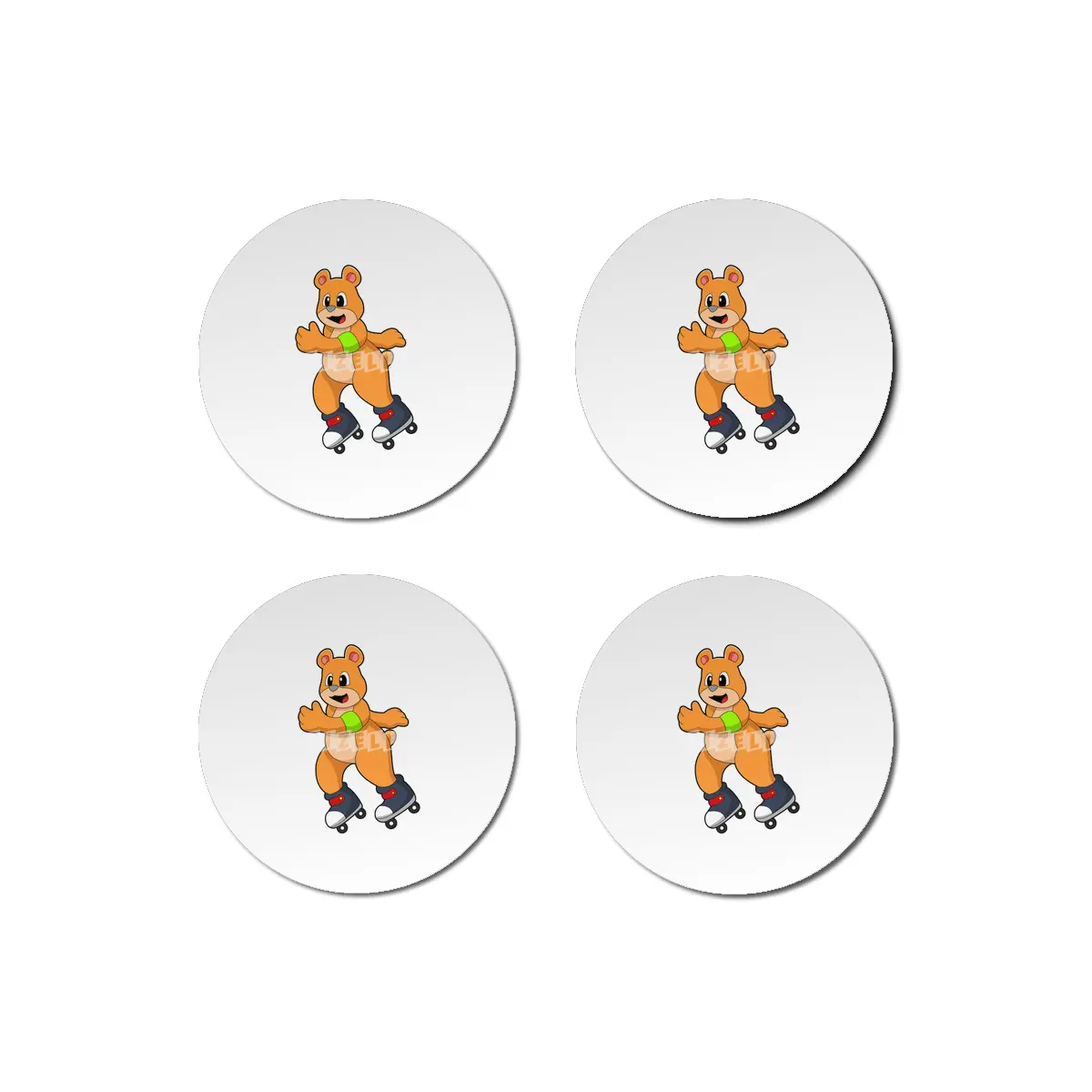 Bear as Skater with Inline skates Bardak Altlığı