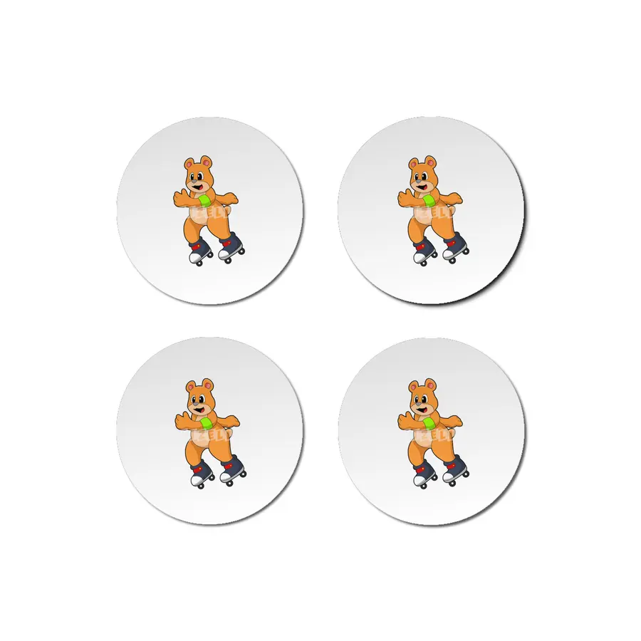 Bear as Skater with Inline skates Bardak Altlığı