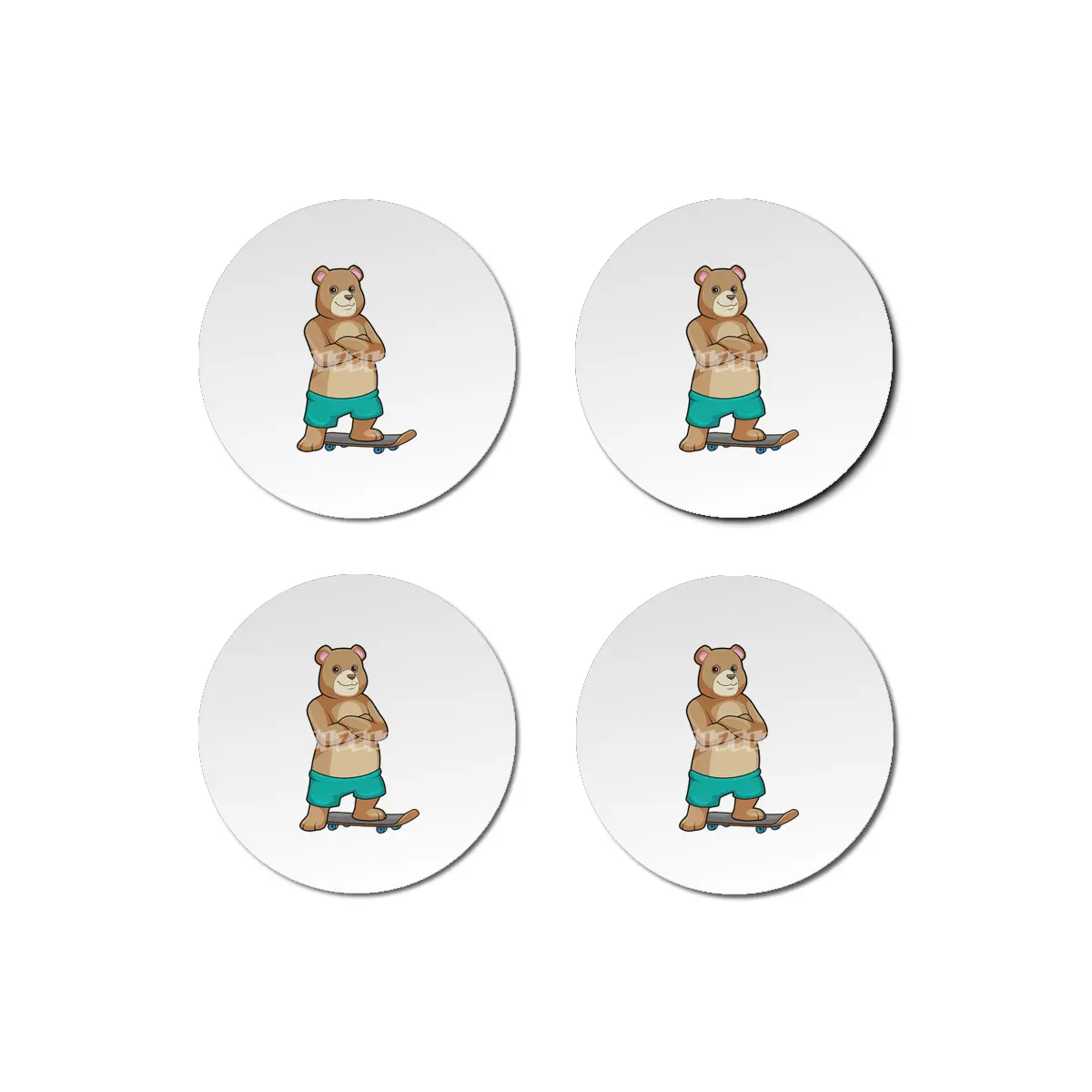 Bear as Skater with Skateboard Bardak Altlığı