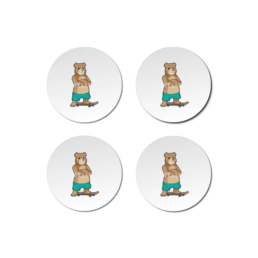 Bear as Skater with Skateboard Bardak Altlığı