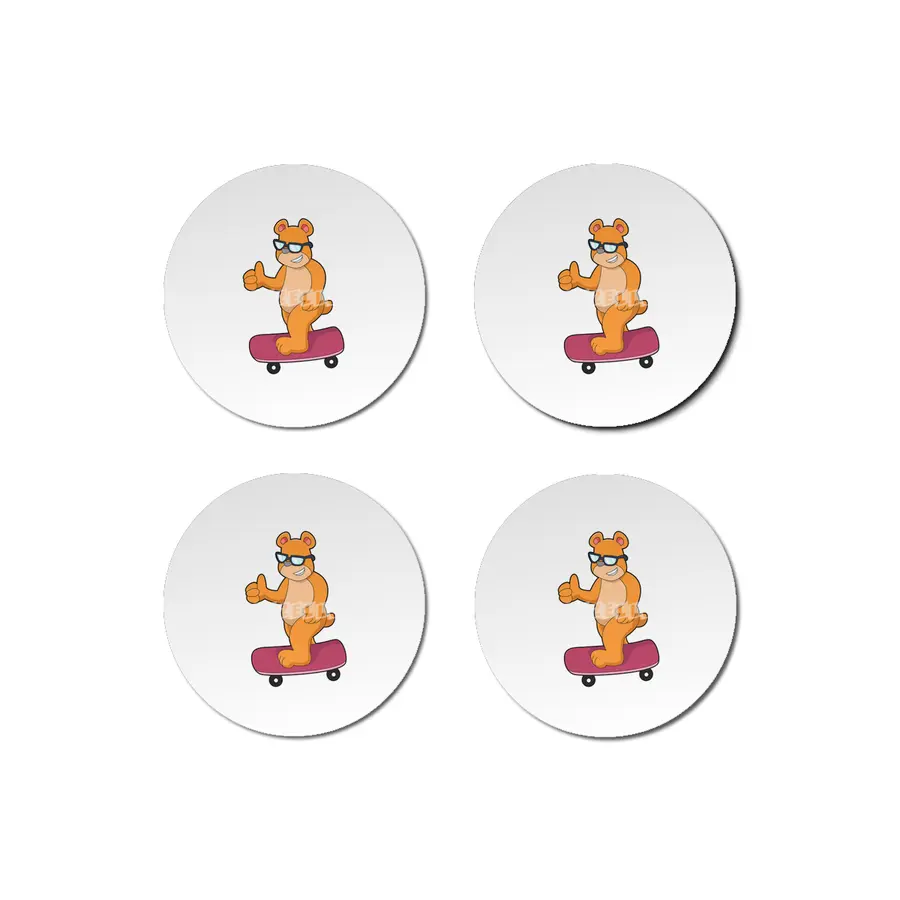 Bear as Skater with Skateboard Bardak Altlığı