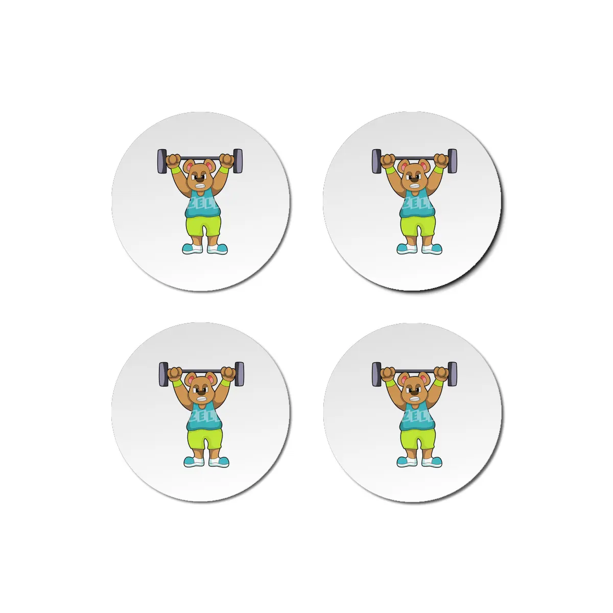 Bear at Bodybuilding with Barbell Bardak Altlığı
