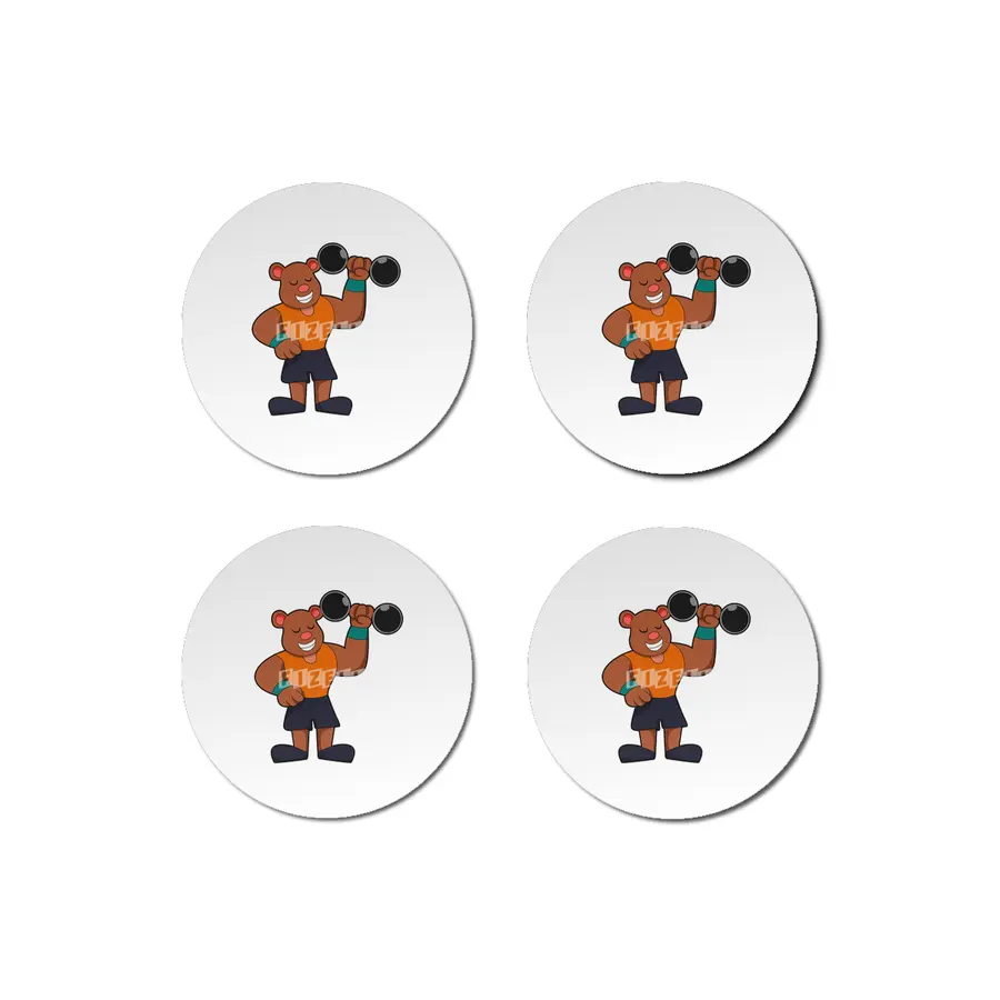 Bear at Bodybuilding with Dumbbell Bardak Altlığı