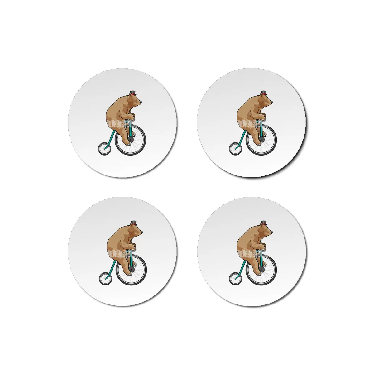 Bear at Circus with Bicycle Bardak Altlığı