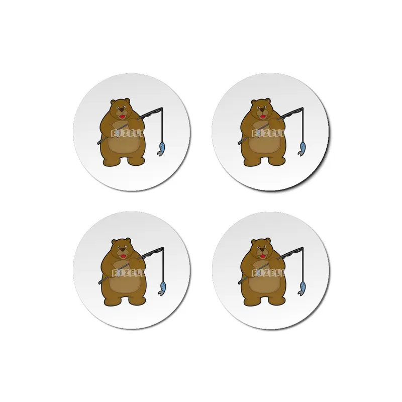 Bear at Fishing with Fishing rod & Fish Bardak Altlığı