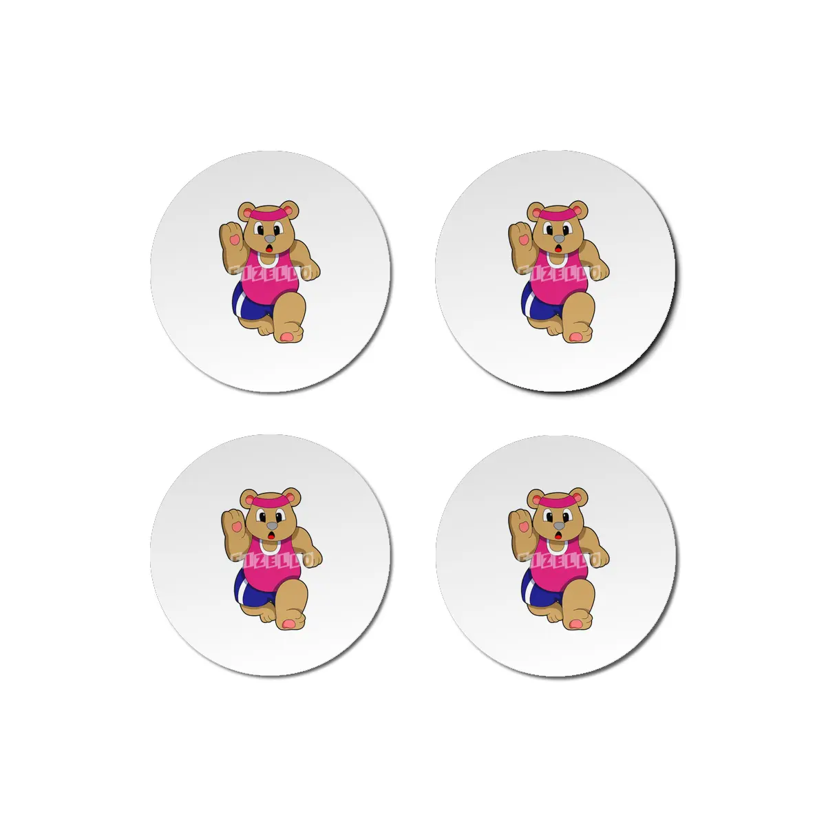 Bear at Fitness - Jogging with Headband Bardak Altlığı